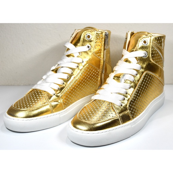 ZADIG & VOLTAIRE WOMEN NEW FLASH GOLD METALLIC LEATHER HIGH TOP SNEAKER. SZ 37/7 - Picture 4 of 15